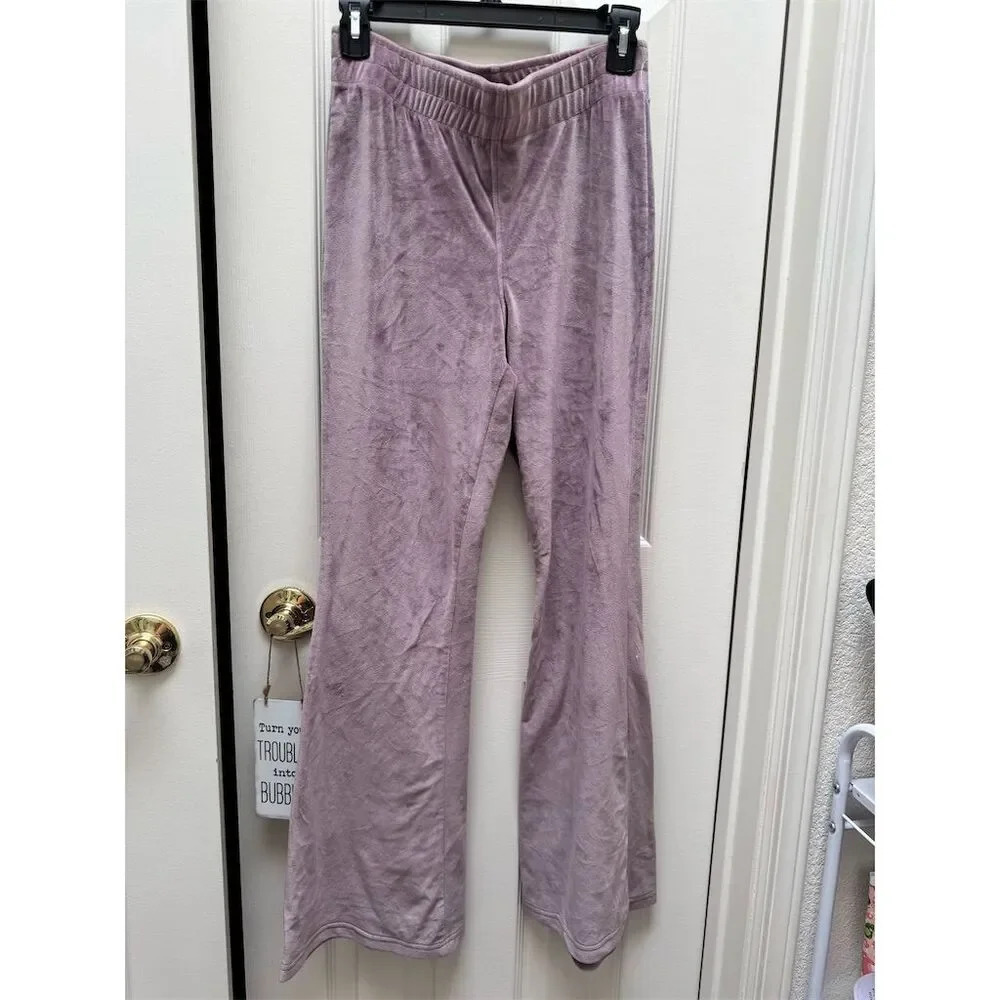 Avia Women's Flared Velour Pants Purple Size S Casual Wide-Leg​